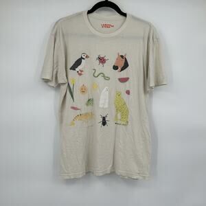 Lorien Stern Tan Animal Ghost Graphic Tee Shirt Size Medium M
